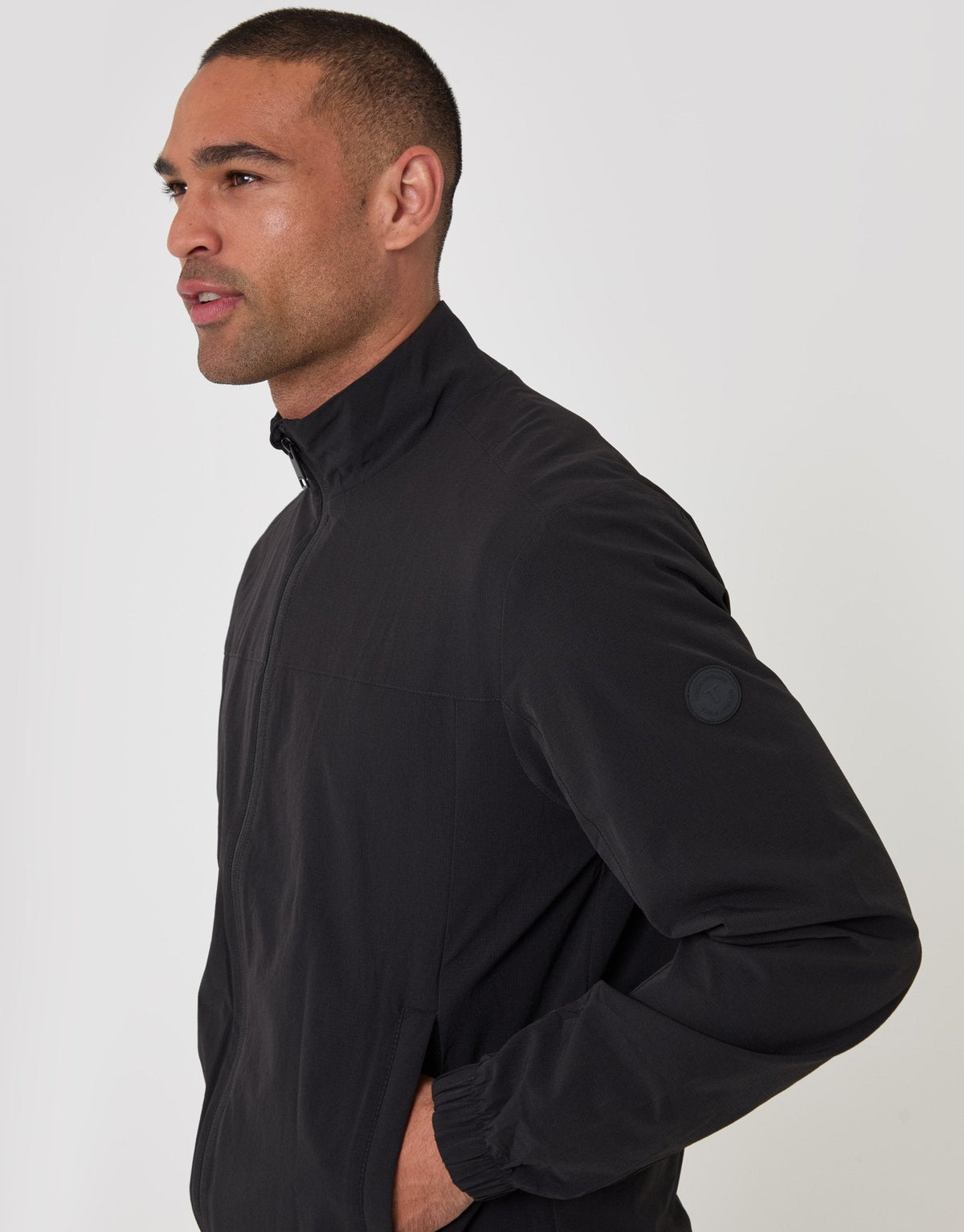 Showerproof Ripstop Harrington Jacket in Black