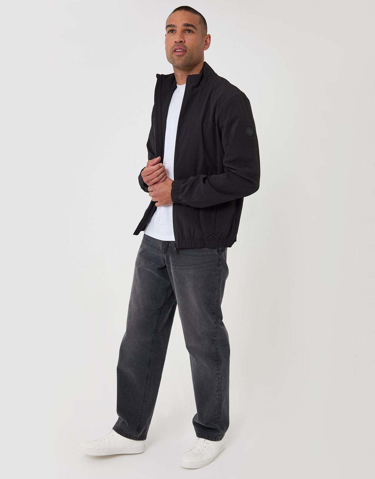 Showerproof Ripstop Harrington Jacket in Black