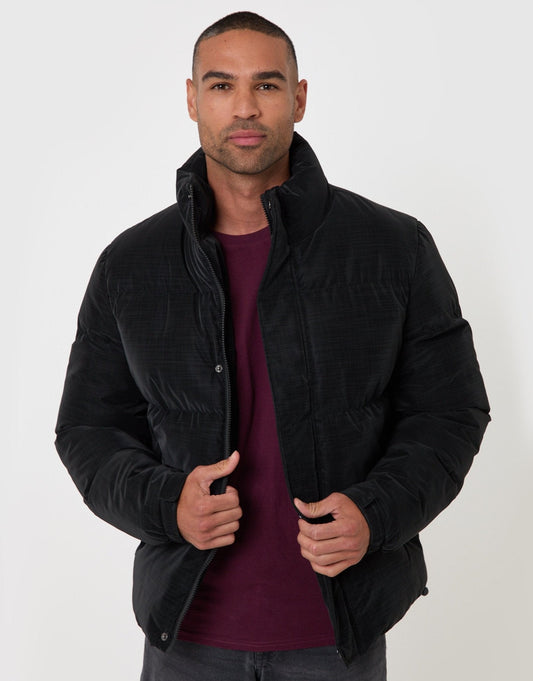 Men's Funnel Neck Puffer Coat in Black | SATRI