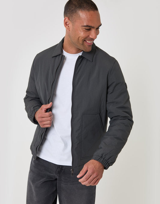 Men's Showerproof Collared Harrington Jacket in Slate Grey | SATRI