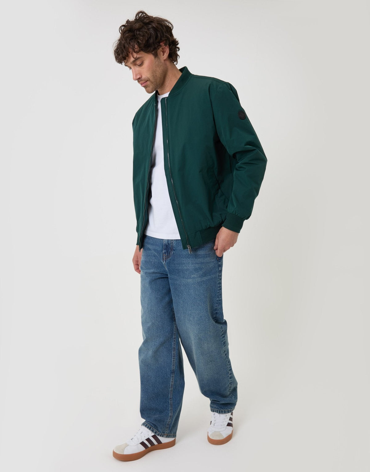Showerproof Padded Bomber Jacket in Green