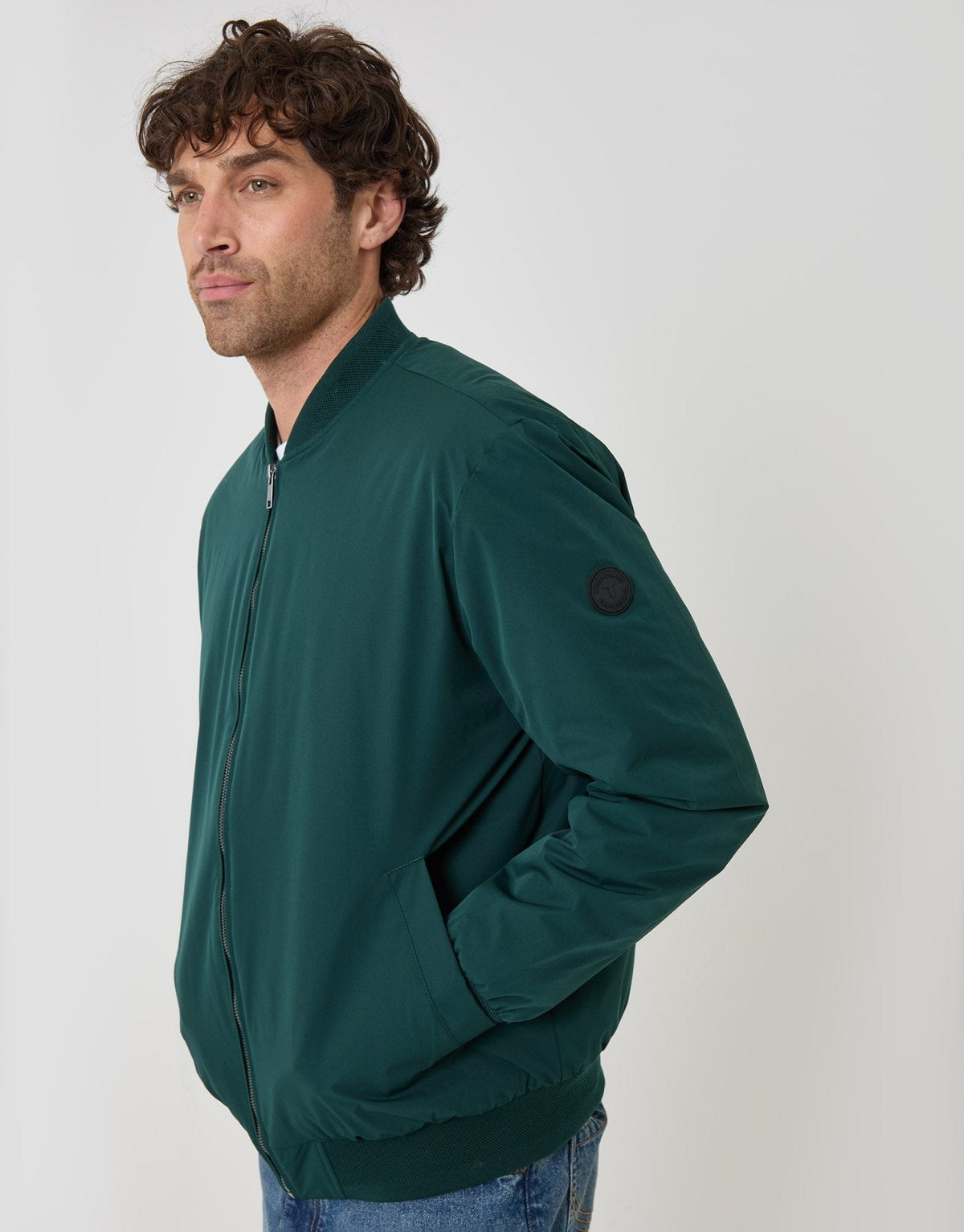 Showerproof Padded Bomber Jacket in Green