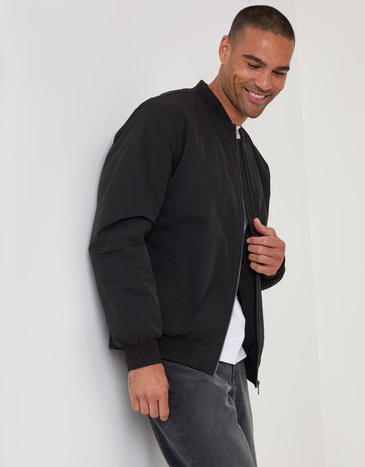 Men's Showerproof Padded Bomber Jacket in Black | SATRI