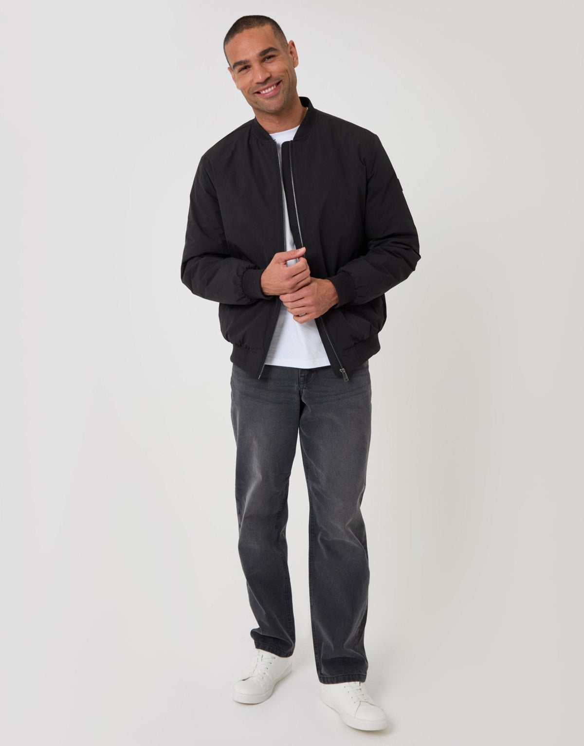 Showerproof Padded Bomber Jacket in Black