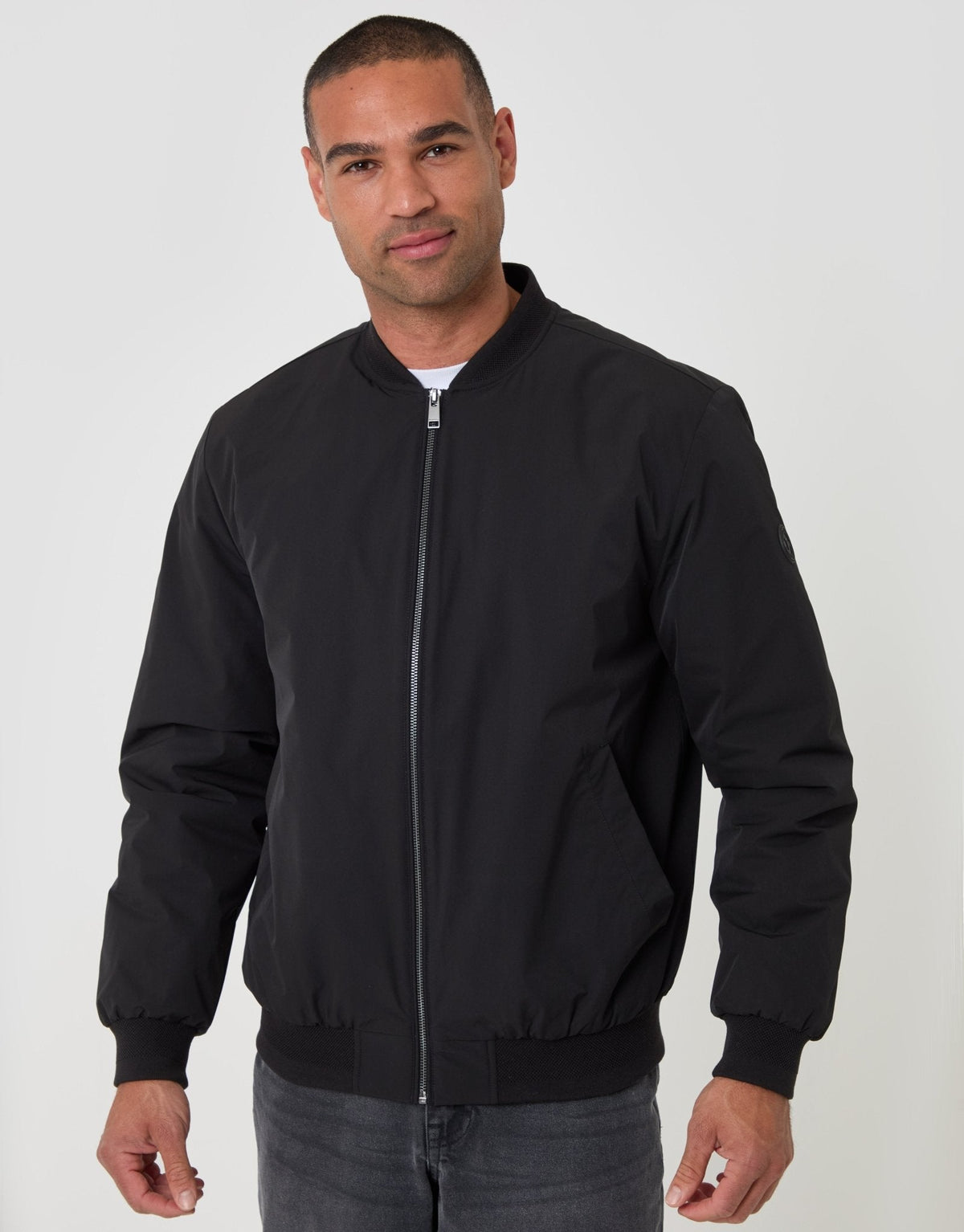 Showerproof Padded Bomber Jacket in Black