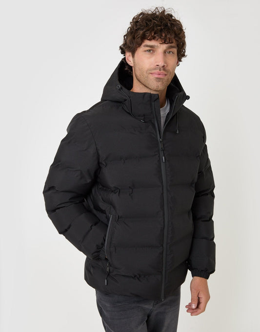 Men's Wadded Hooded Jacket in Black | SATRI
