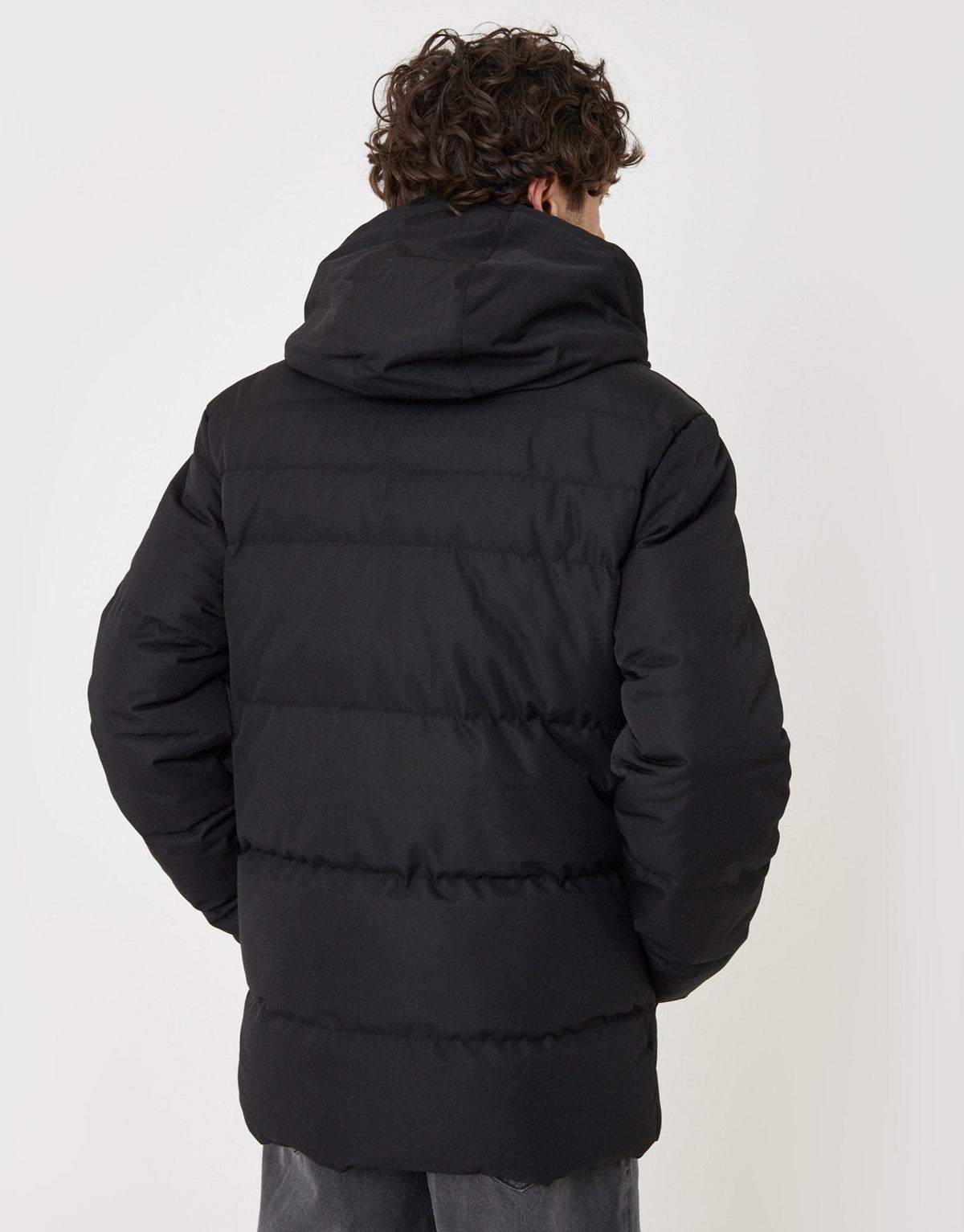 Showerproof Hooded Puffer Coat with Borg Lined Hood in Black