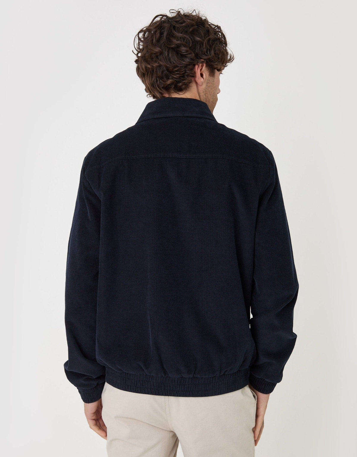 Cotton Corduroy Harrington Jacket in Navy