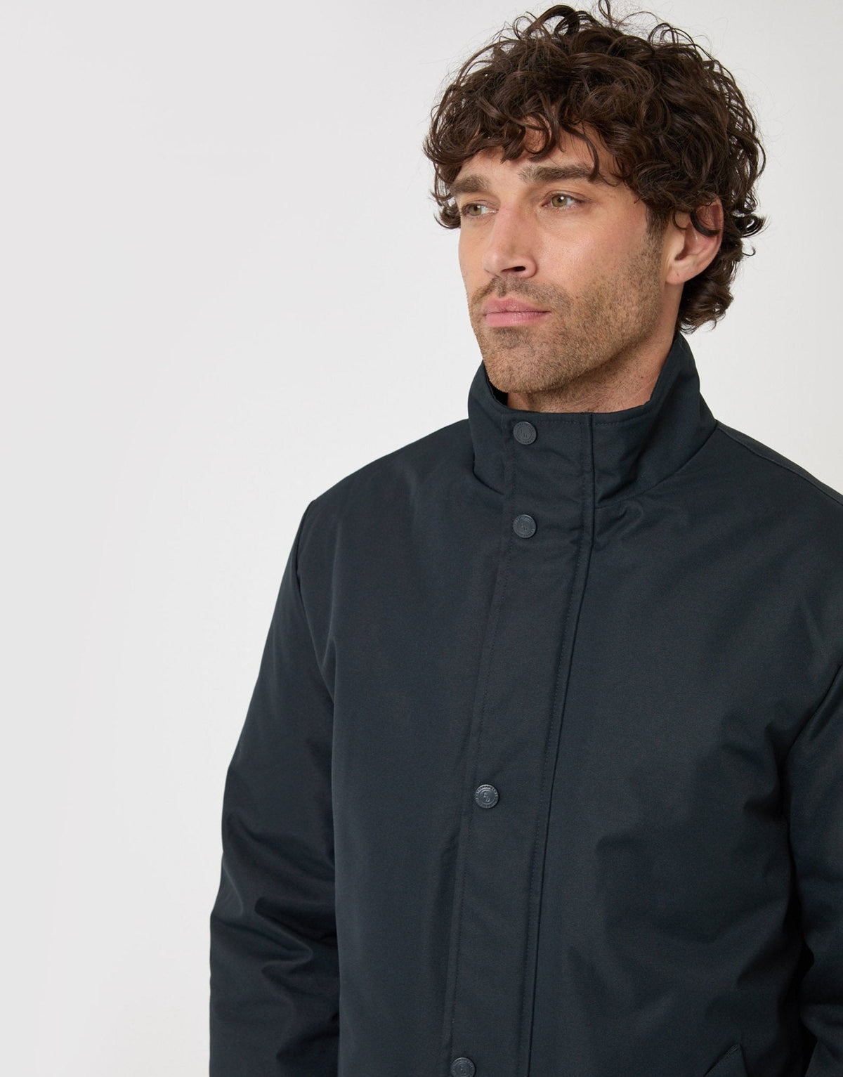Longline Showerproof Funnel Neck Coat in Navy