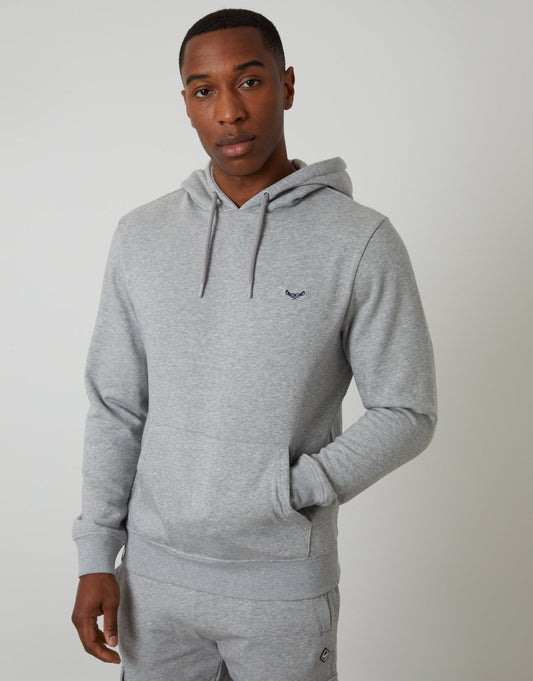 Men's The Essential Cotton Rich Overhead Hoodie in Grey Marl | SATRI
