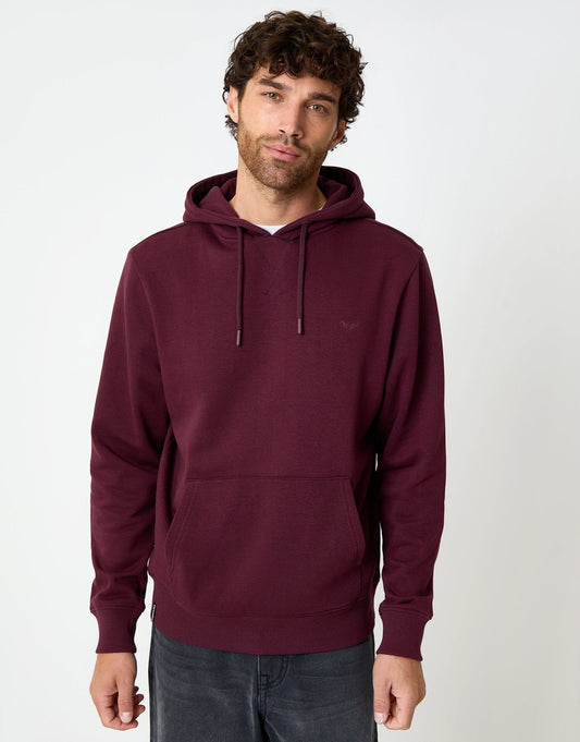 Men's The Essential Cotton Rich Overhead Hoodie in Burgundy | SATRI