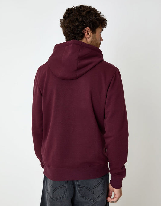 The Essential Cotton Rich Overhead Hoodie in Burgundy
