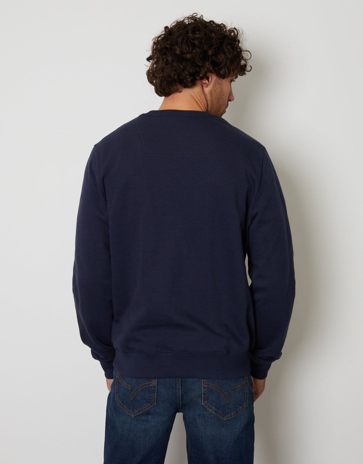 The Essential Cotton Rich Crew Neck Sweatshirt in Navy