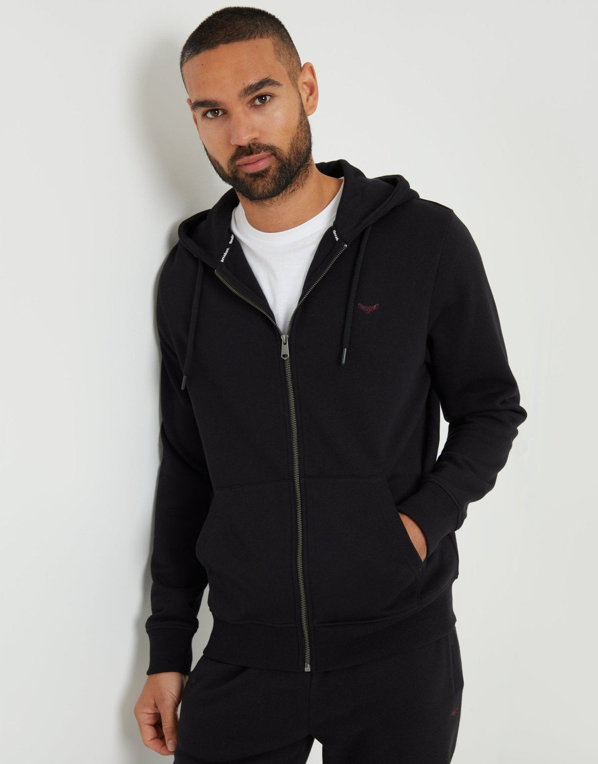 Men's Zip-Through Hoodie in Black | SATRI