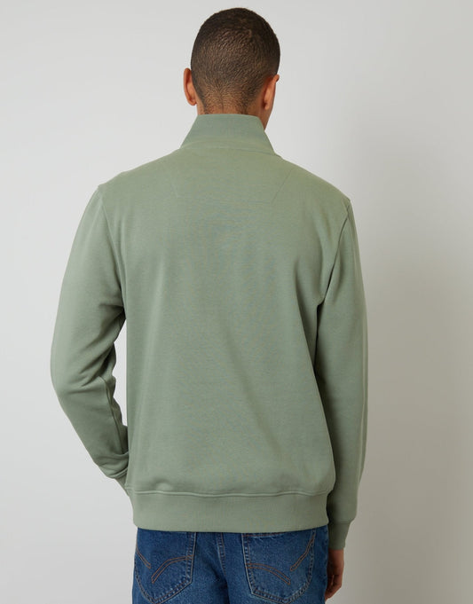 The Essential Cotton Rich Quarter Zip Sweatshirt in Green