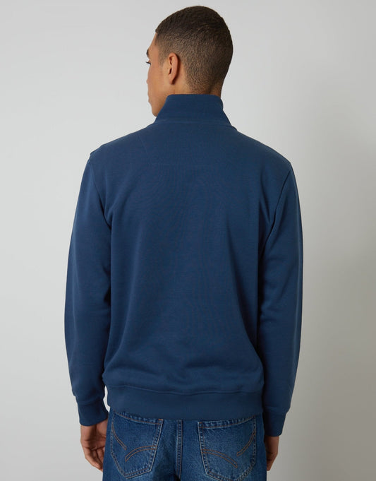 The Essential Cotton Rich Quarter Zip Sweatshirt in Blue