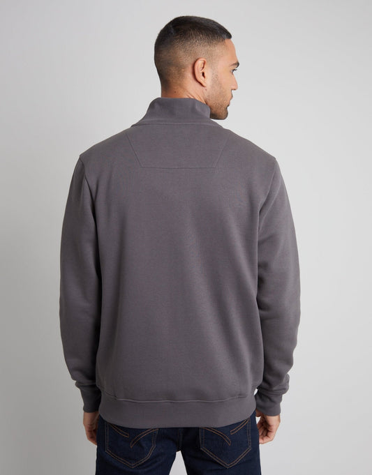 Funnel Neck Zip Through Sweatshirt in Slate Grey