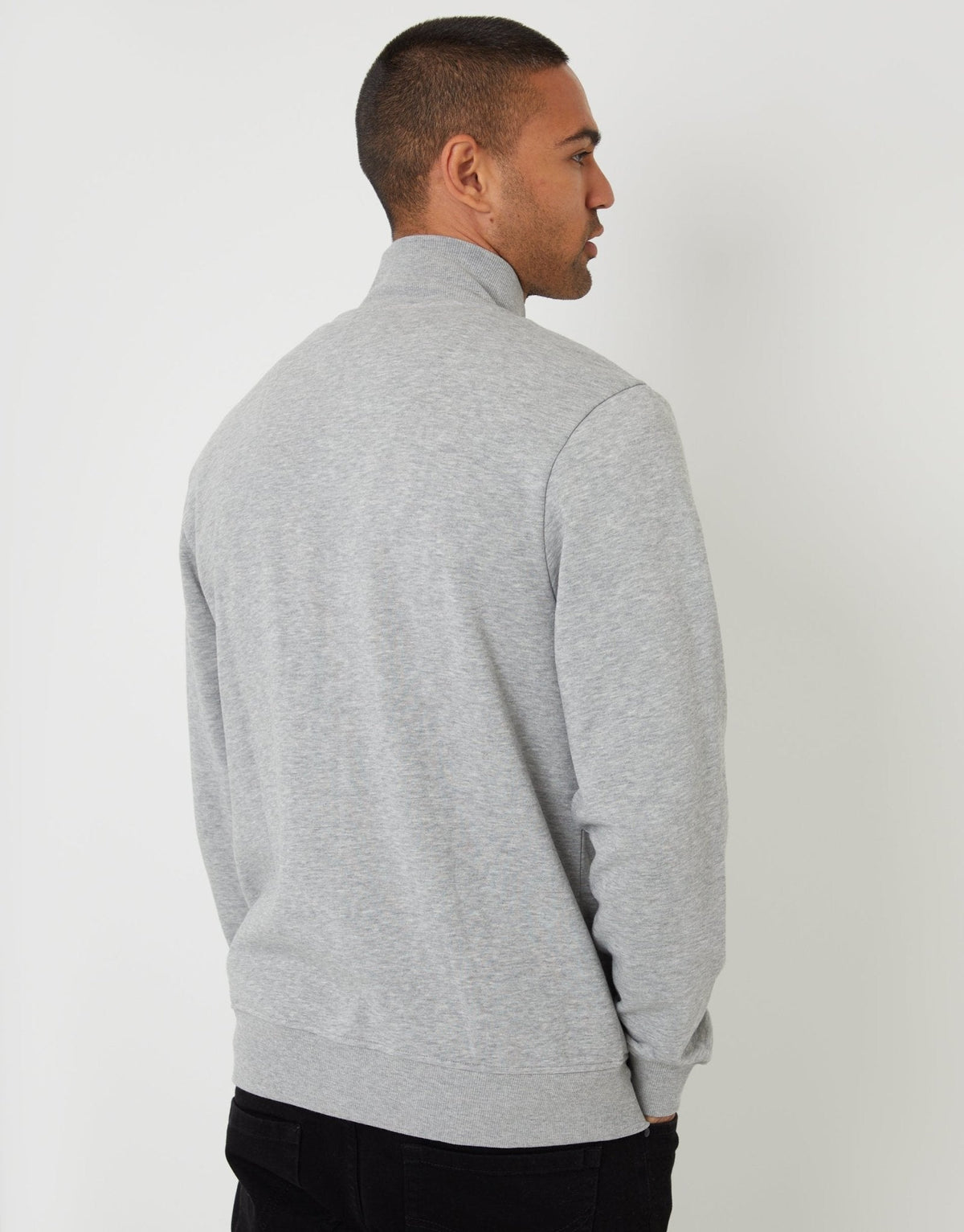 Funnel Neck Zip Through Sweatshirt in Light Grey