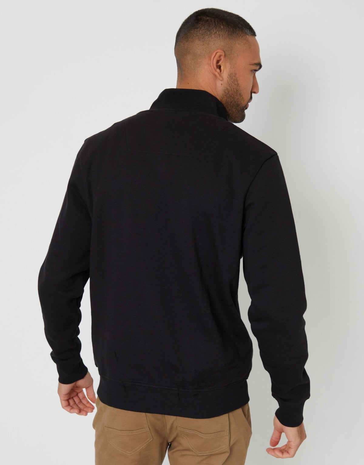 Funnel Neck Zip Through Sweatshirt in Black