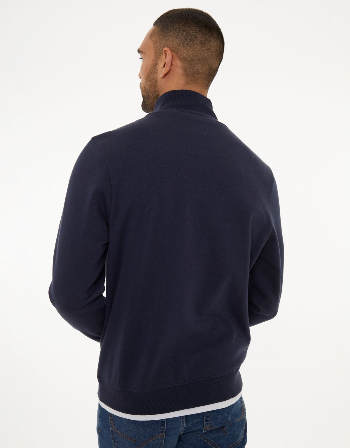 Mock T-Shirt Quarter Zip Sweatshirt in Navy