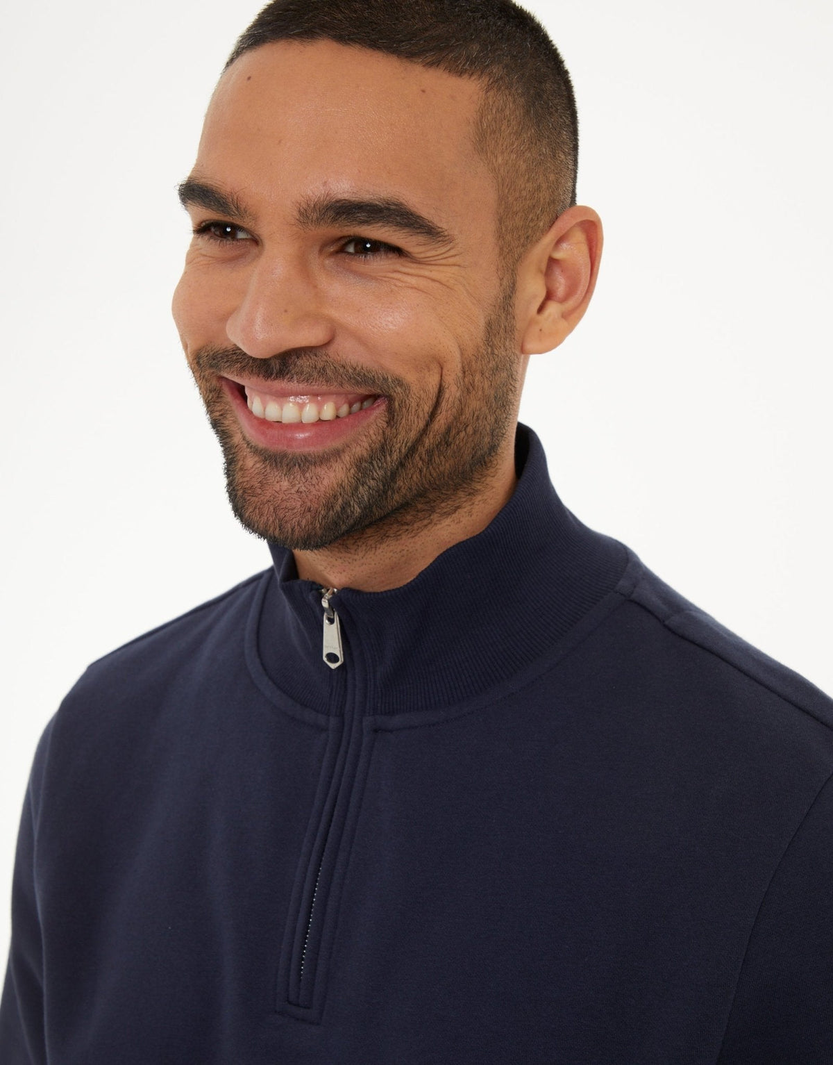 Mock T-Shirt Quarter Zip Sweatshirt in Navy
