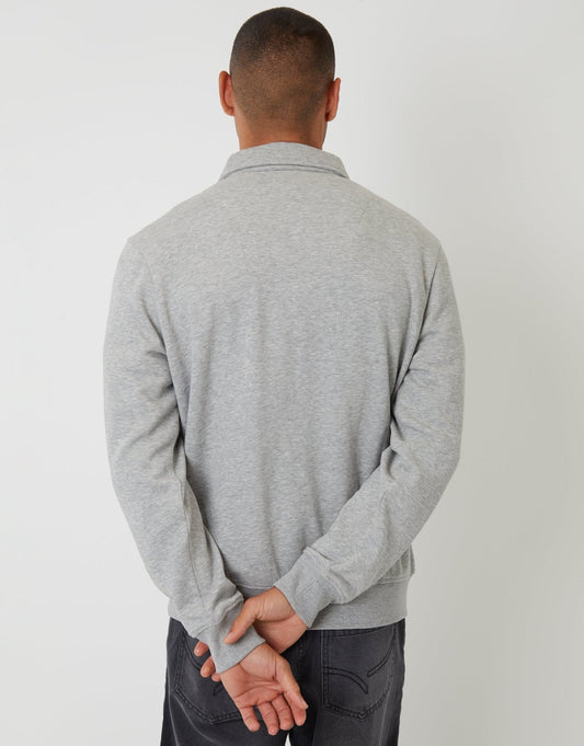 Quarter Zip Collared Sweatshirt in Grey Marl