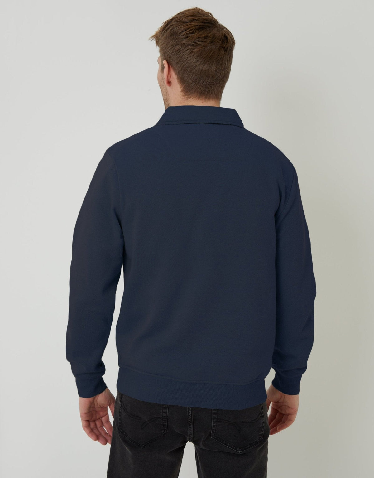 Quarter Zip Collared Sweatshirt in Navy