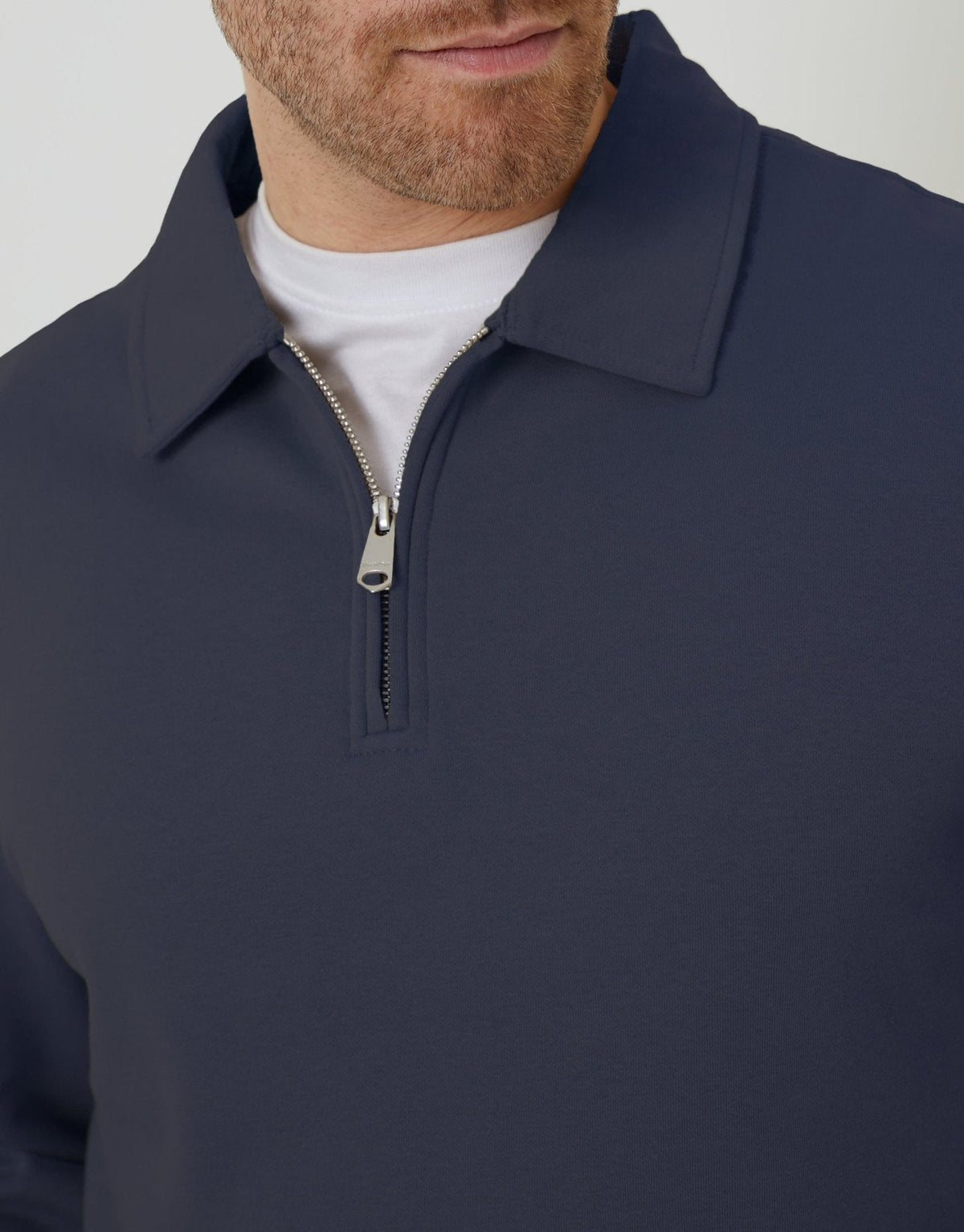 Quarter Zip Collared Sweatshirt in Navy