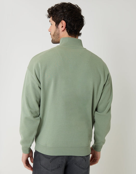 Relaxed Fit Half Zip Sweatshirt in Green