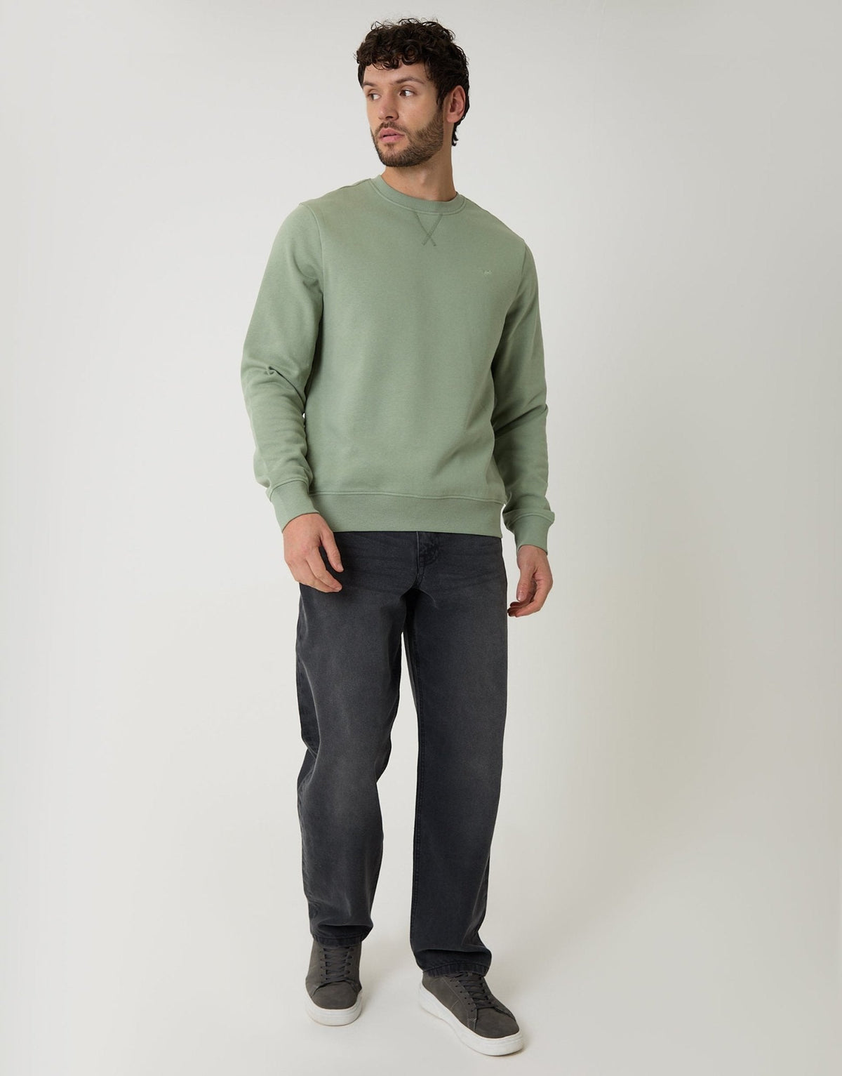 The Essential Cotton Rich Crew Neck Sweatshirt in Green