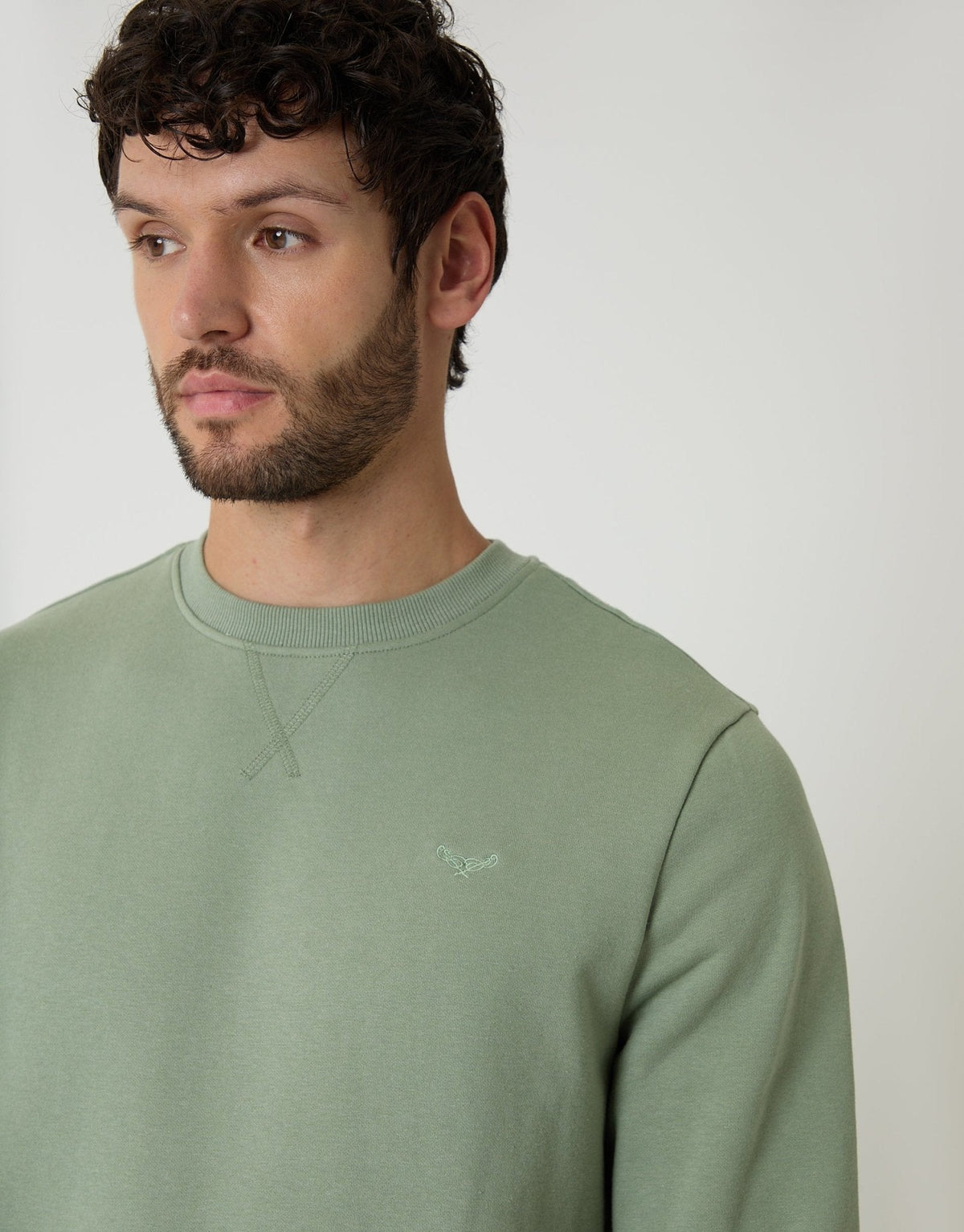 The Essential Cotton Rich Crew Neck Sweatshirt in Green