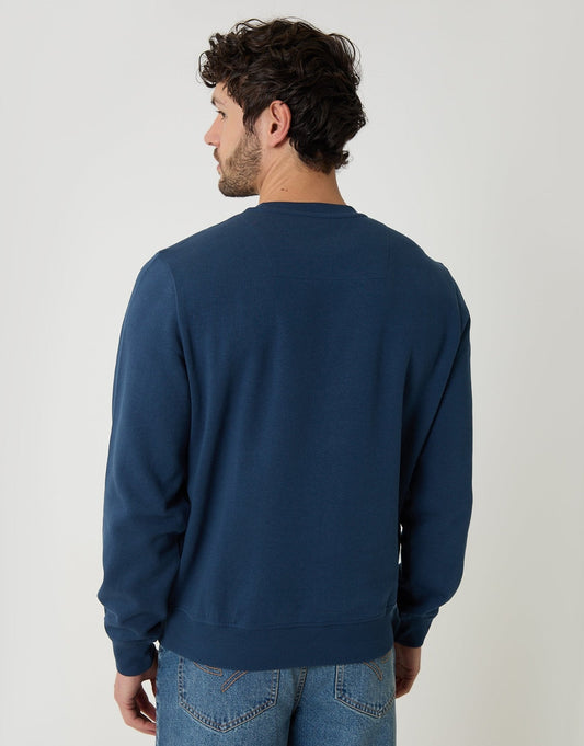 The Essential Cotton Rich Crew Neck Sweatshirt in Blue