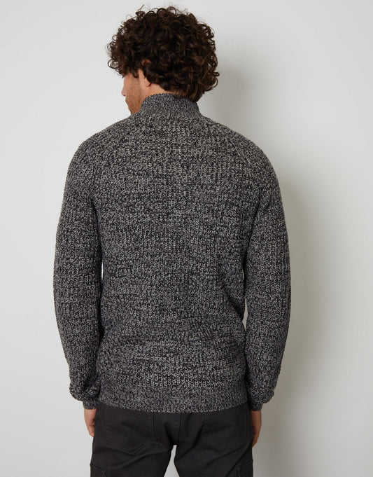 Full-Zip Cardigan in Charcoal Grey