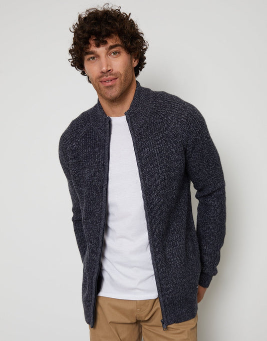 Men's Full-Zip Cardigan in Navy | SATRI