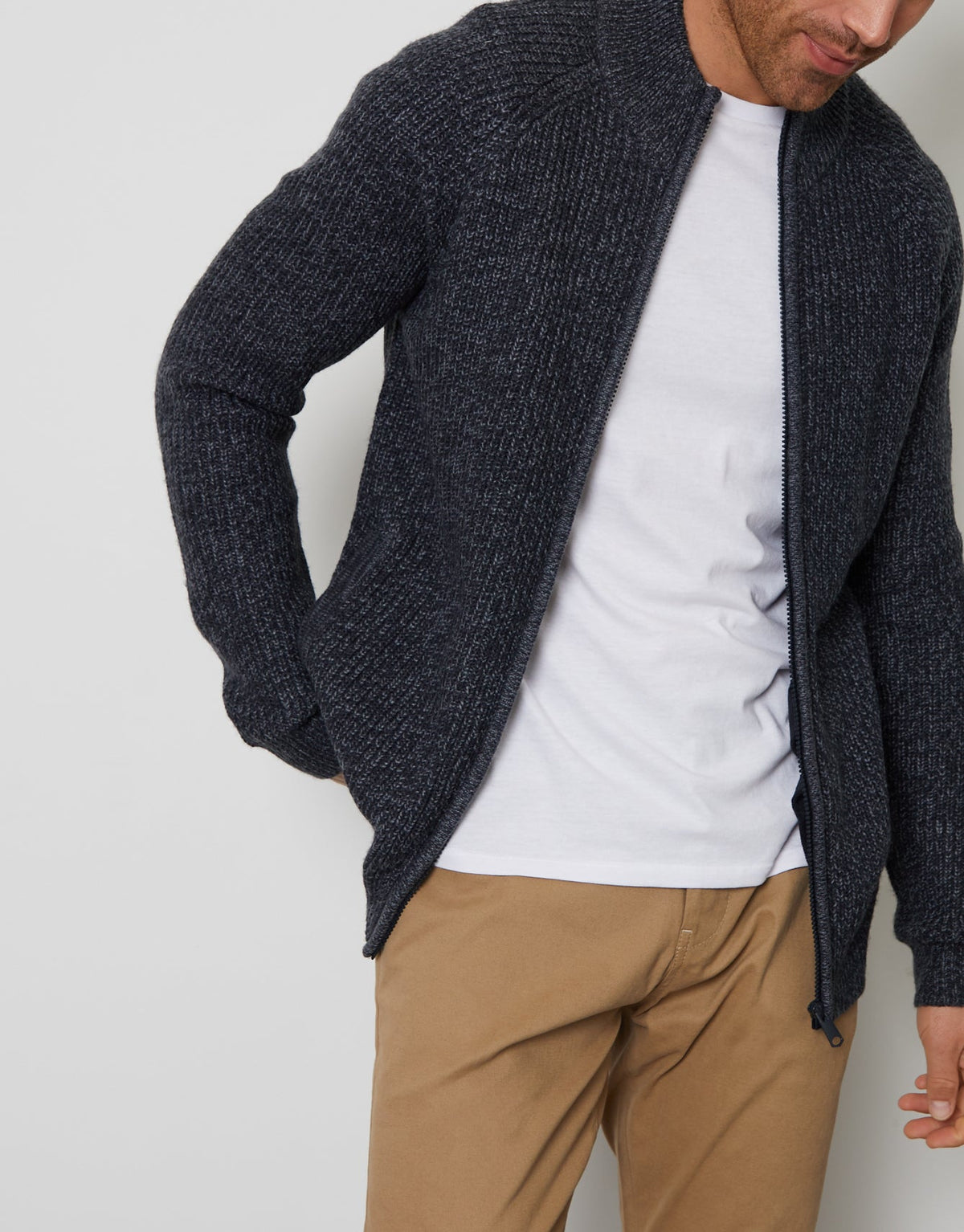 Full-Zip Cardigan in Navy