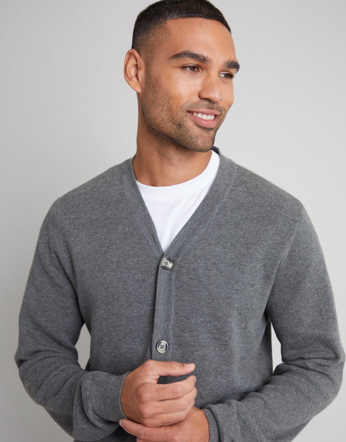 Knitted Cardigan in Charcoal Grey Marl