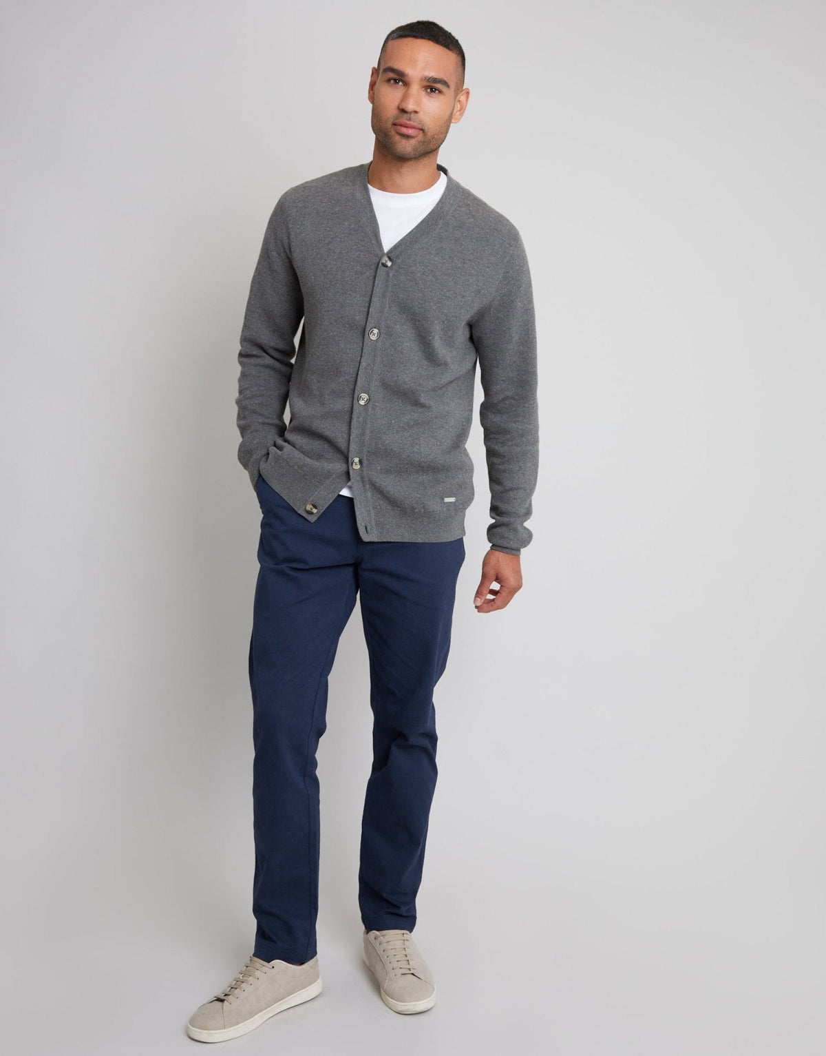 Knitted Cardigan in Charcoal Grey Marl