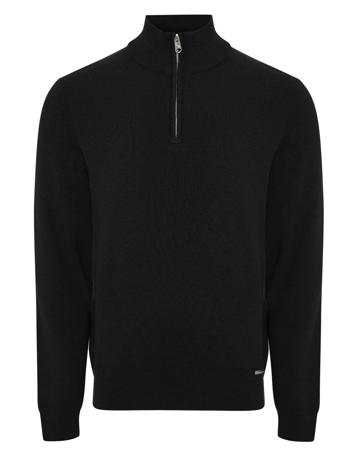 Knitted Quarter Zip Jumper in Black