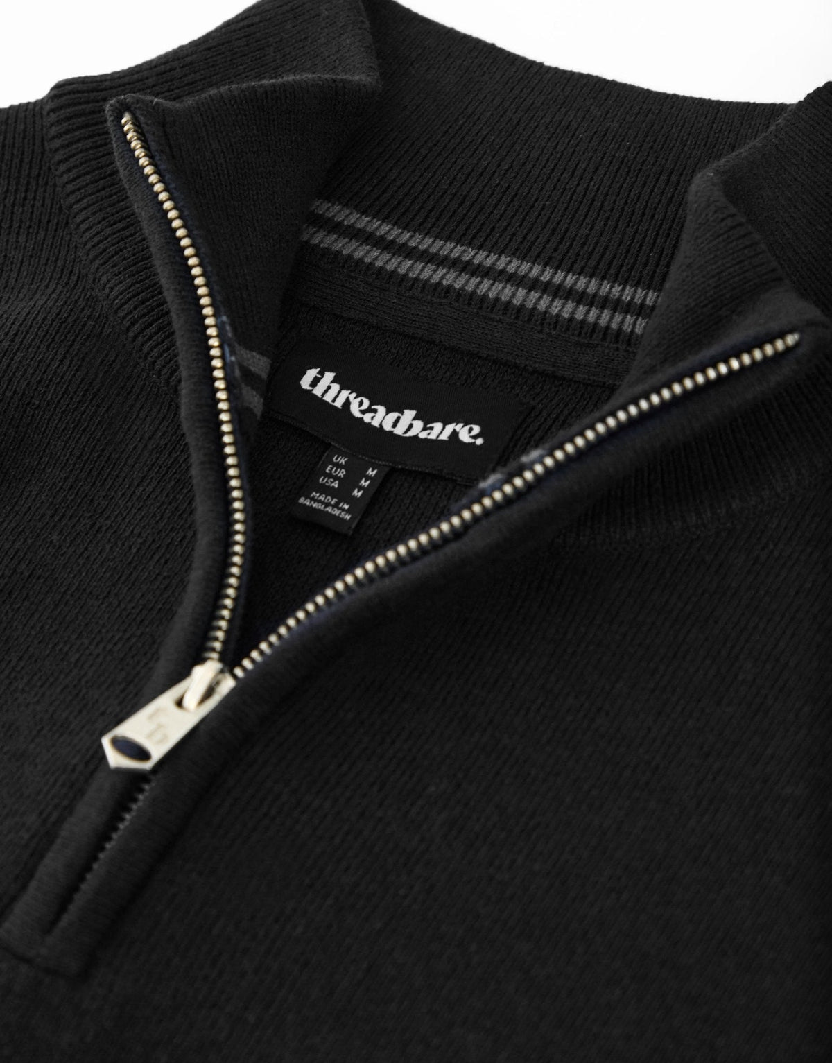 Knitted Quarter Zip Jumper in Black