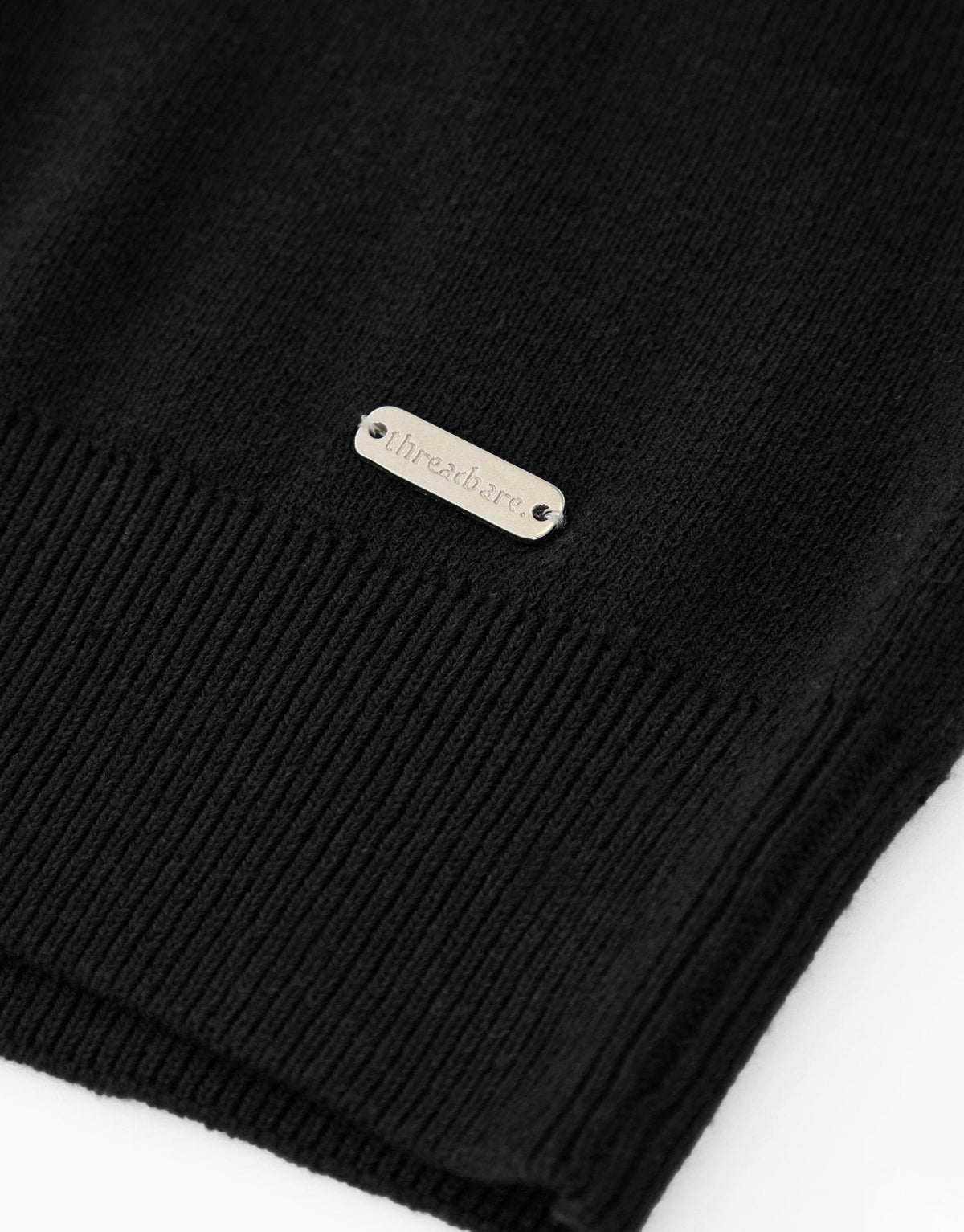 Knitted Quarter Zip Jumper in Black