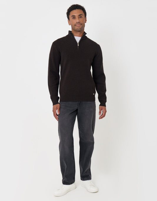 Knitted Quarter Zip Jumper in Black