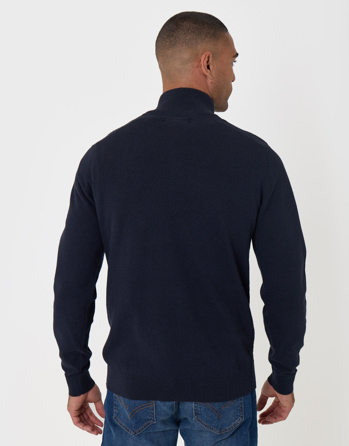 Mini Cable Knit Quarter Zip Jumper in Black