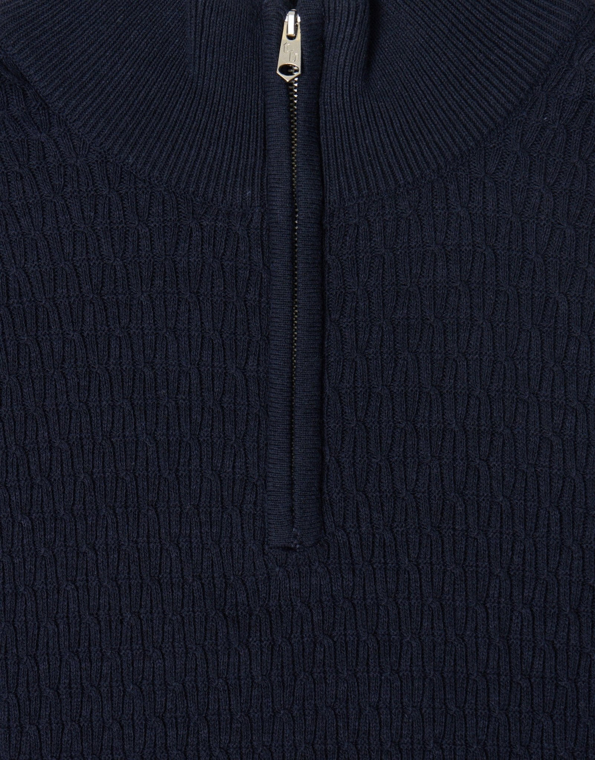 Mini Cable Knit Quarter Zip Jumper in Black