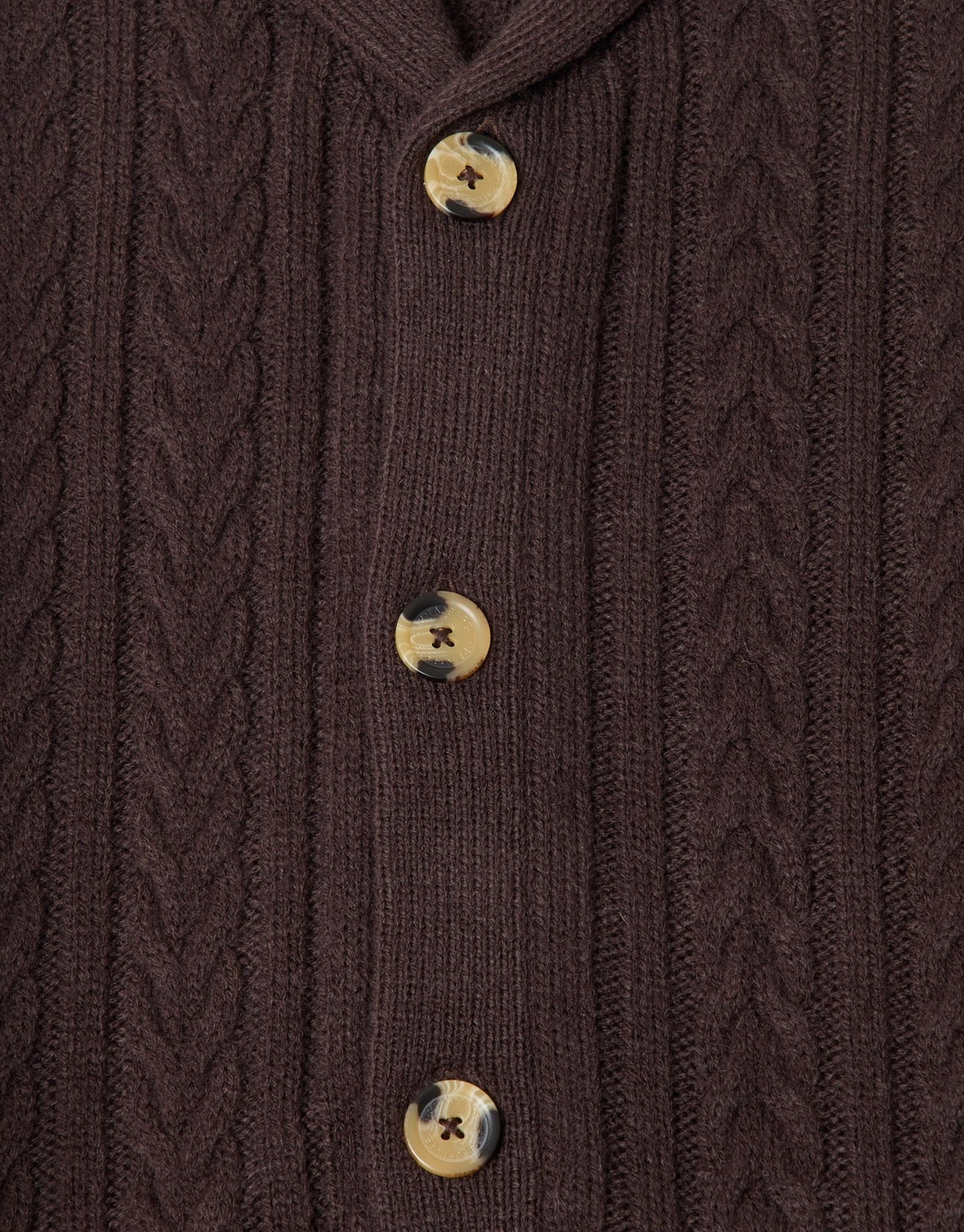 Wool Blend Shawl Collar Cardigan in Chocolate Brown