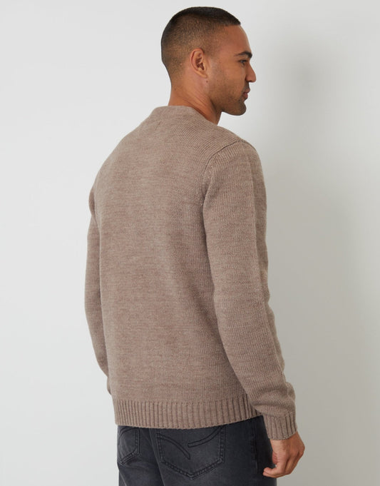 Knitted V-Neck Cardigan in Taupe