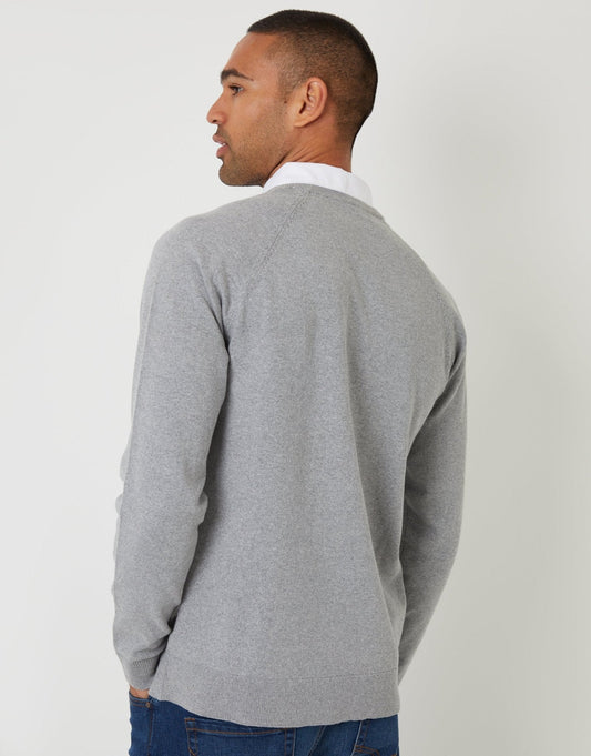 Mock Shirt Raglan Knitted Jumper in Grey