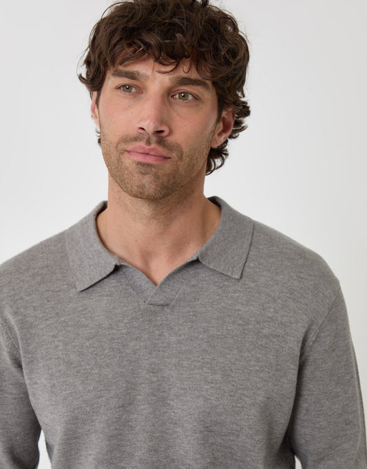 Men's Super Soft Trophy Neck Sweatshirt in Grey Marl | SATRI