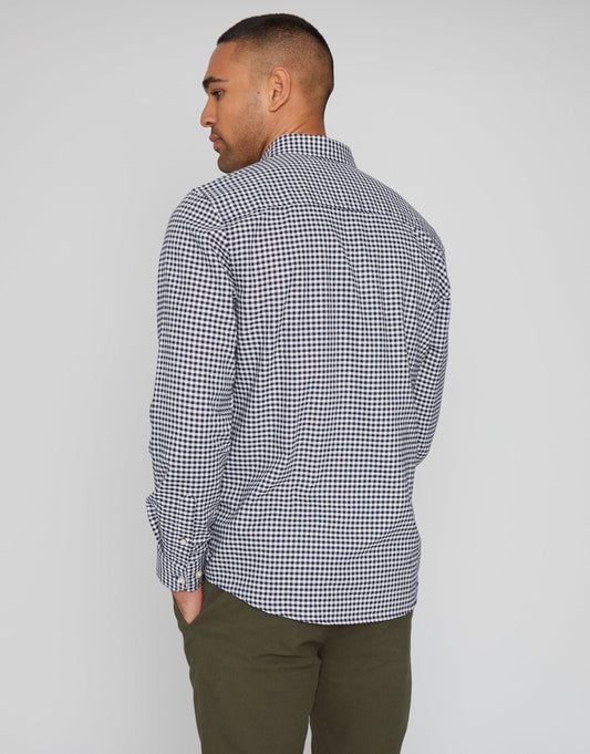 Cotton Long Sleeve Shirt in Navy Check