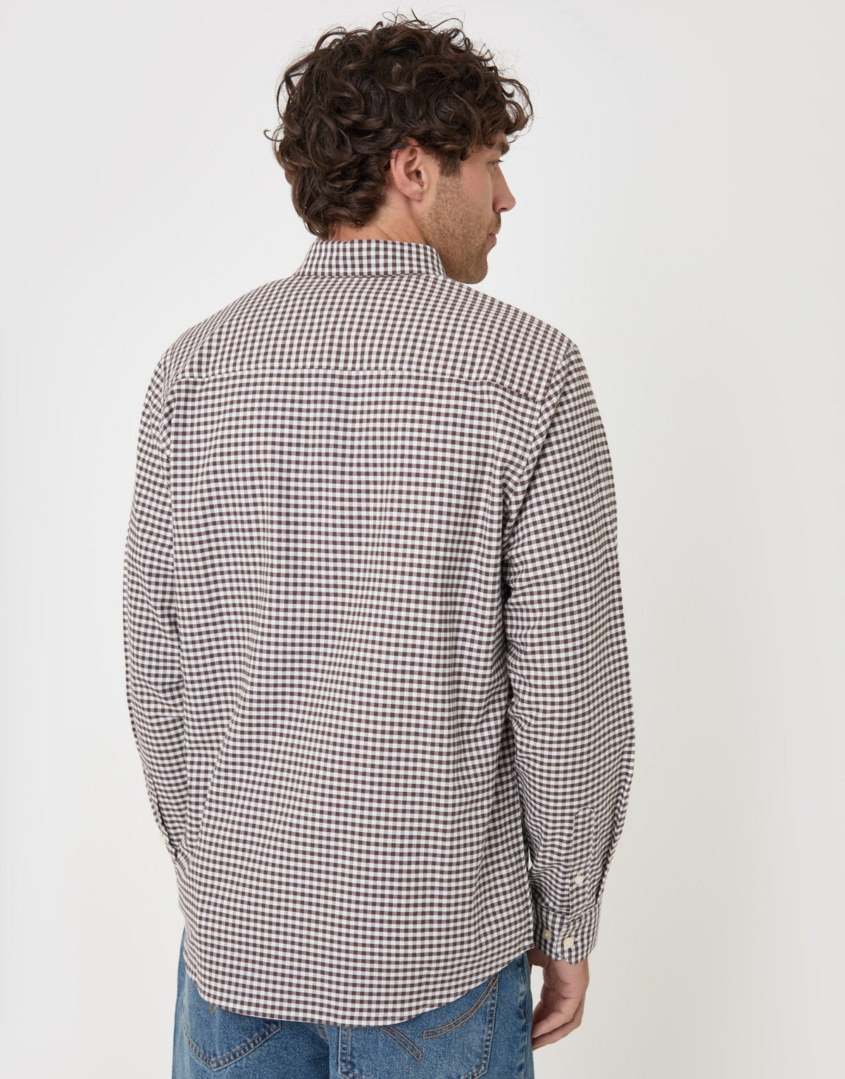 Regular Fit Cotton Oxford Shirt in Chocolate Brown Check