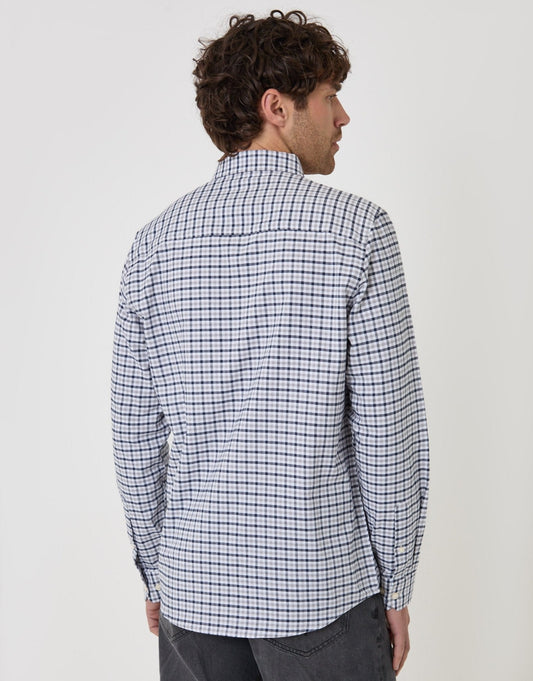Regular Fit Cotton Oxford Shirt in Grey Check